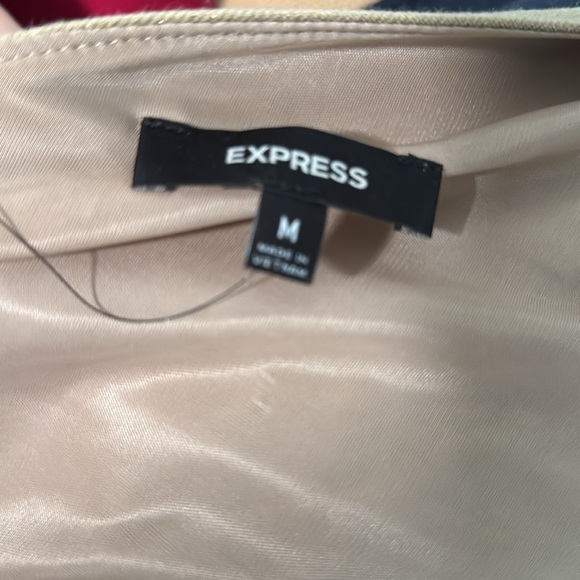 EXPRESS Shimmery Gold One Shoulder Bandage Mini Dress NWOT $89 Size M - Picture 5 of 5